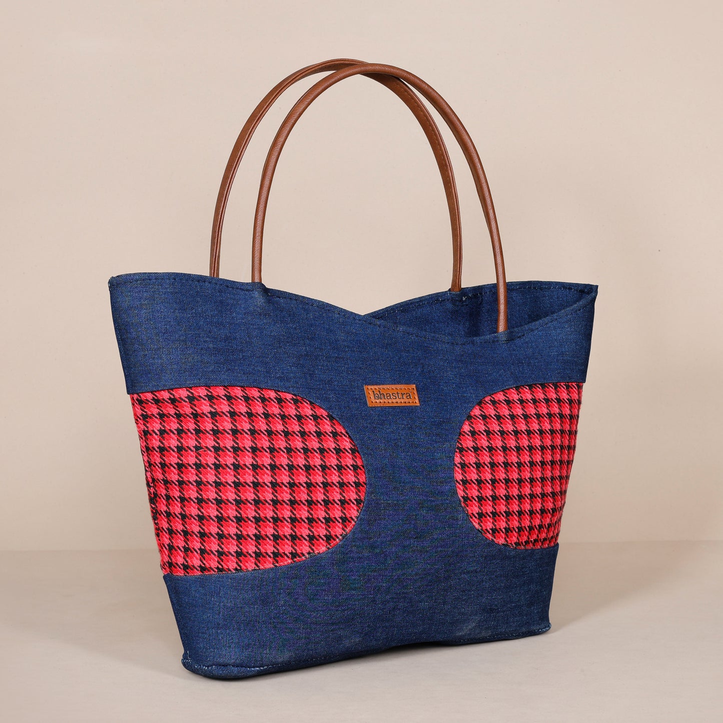 Denim Fushion Tote- Red