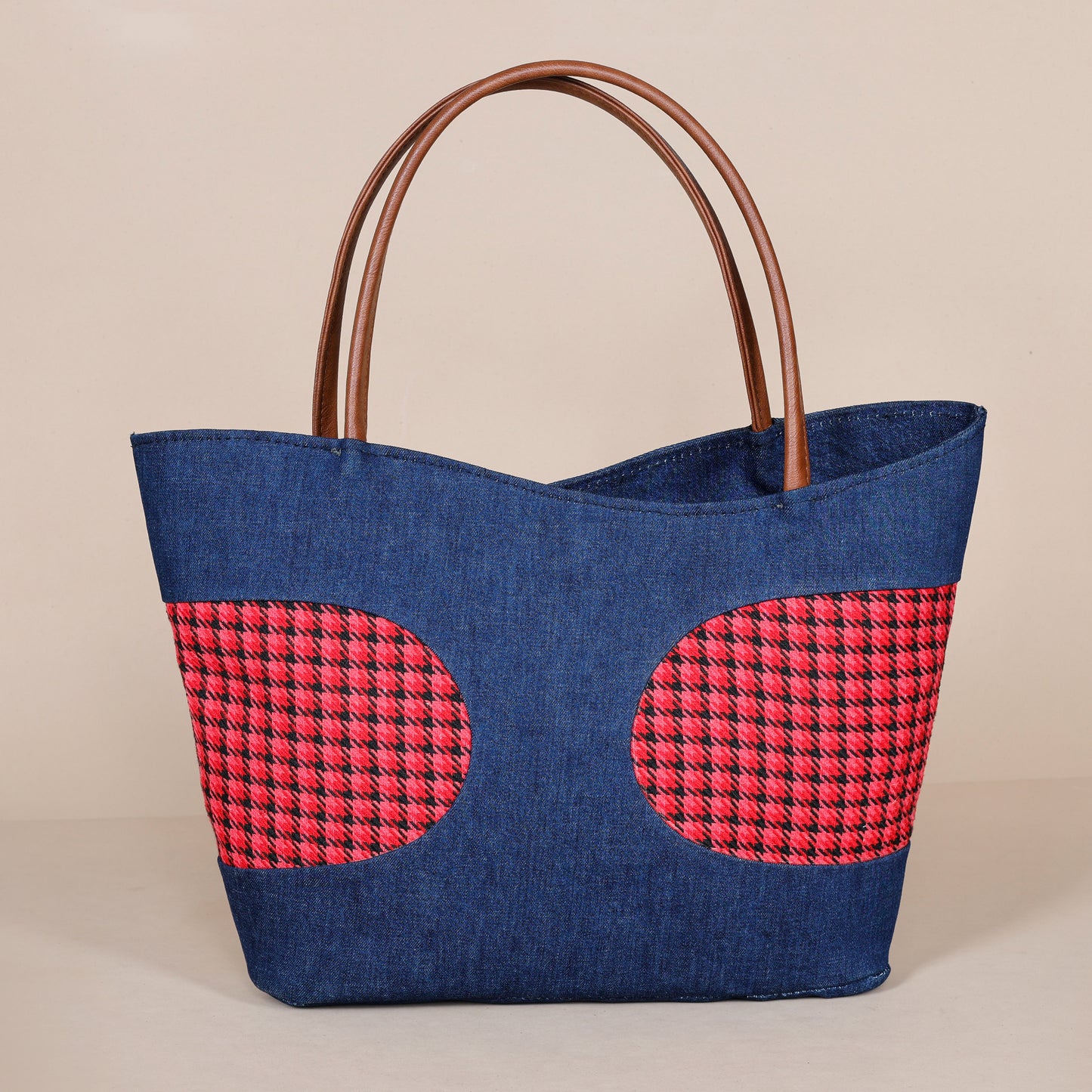Denim Fushion Tote- Red