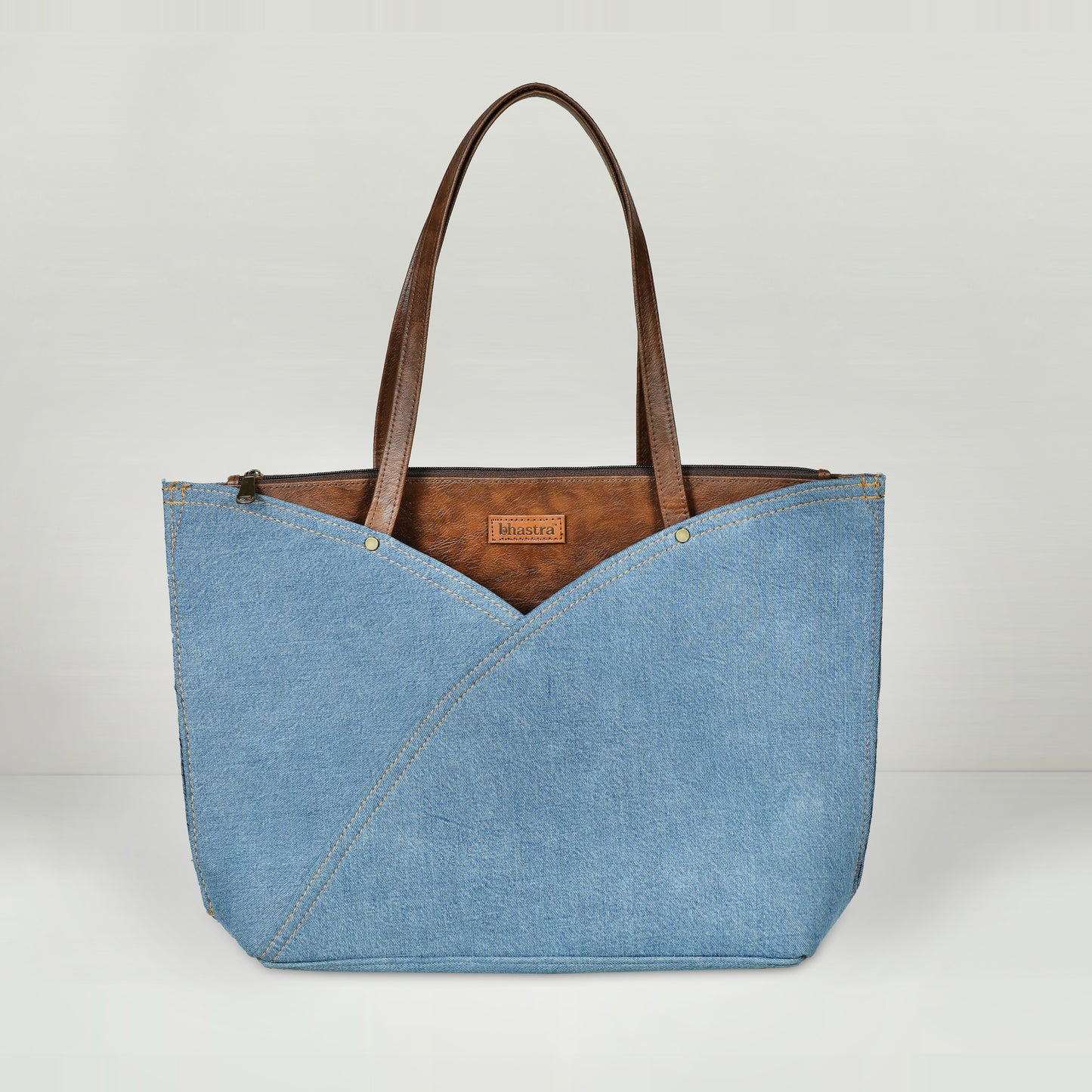 Classic Denim Tulip Tote Bag(With Glass case)
