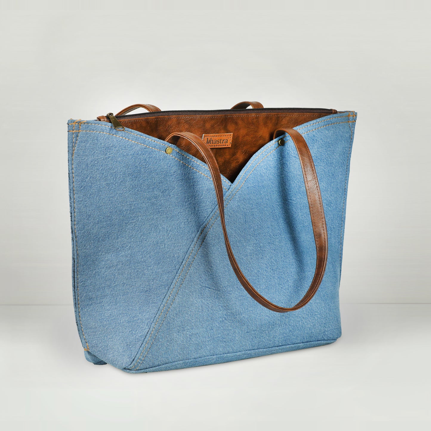 Classic Denim Tulip Tote Bag(With Glass case)