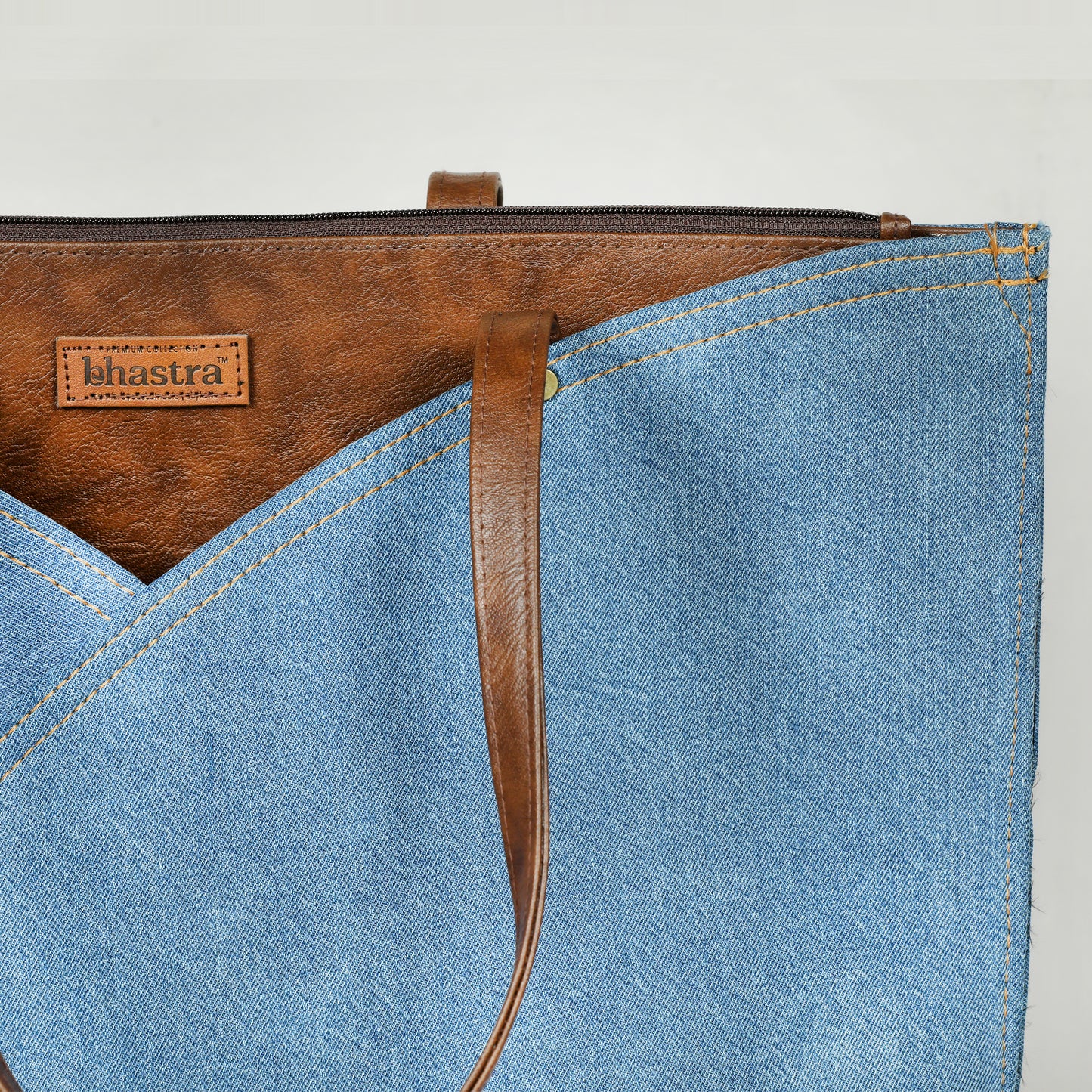 Classic Denim Tulip Tote Bag(With Glass case)