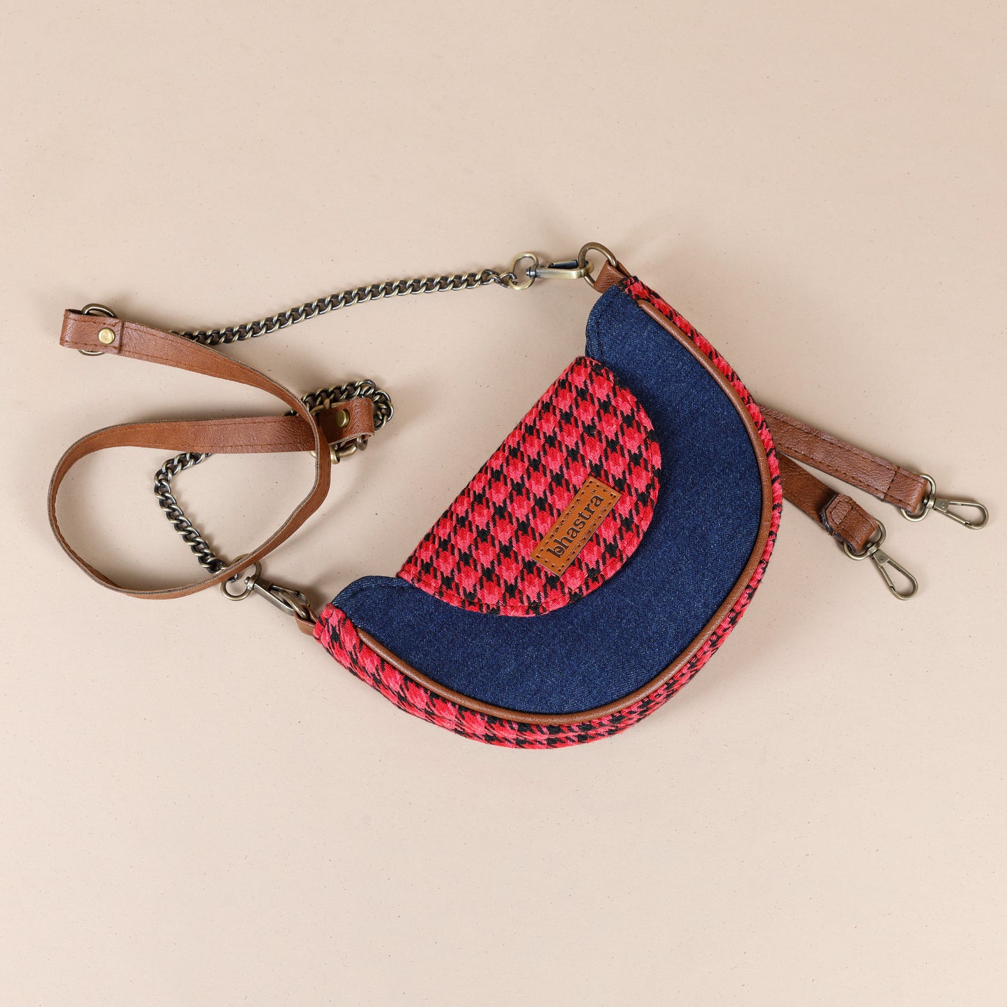 Crescent Denim Fusion Sling-Red