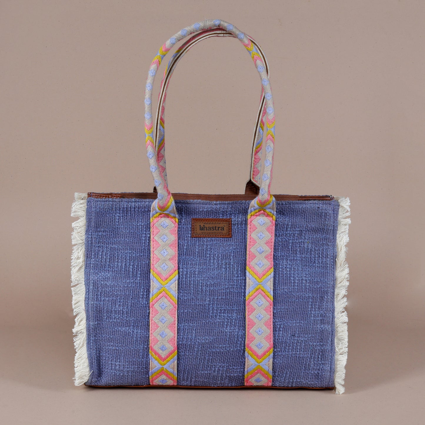Lilac Lenora Fringe Tote Bag with Laptop compartment