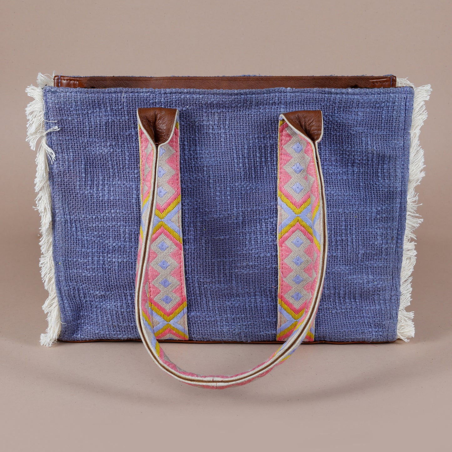 Lilac Lenora Fringe Tote Bag with Laptop compartment