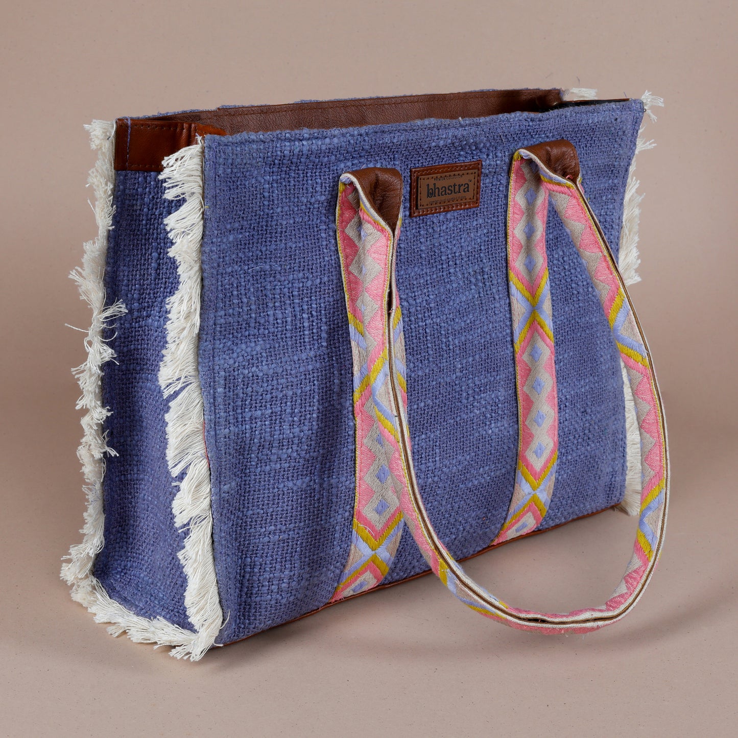Lilac Lenora Fringe Tote Bag with Laptop compartment