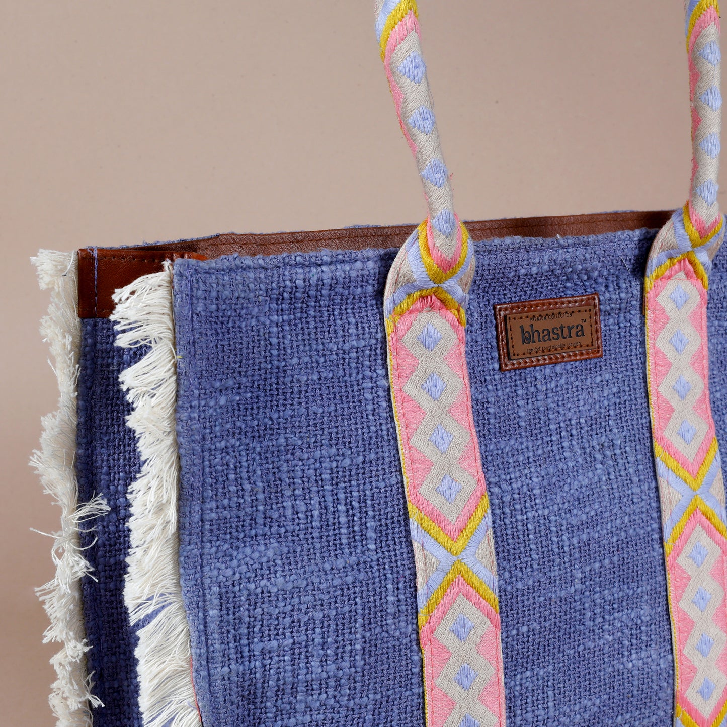 Lilac Lenora Fringe Tote Bag with Laptop compartment