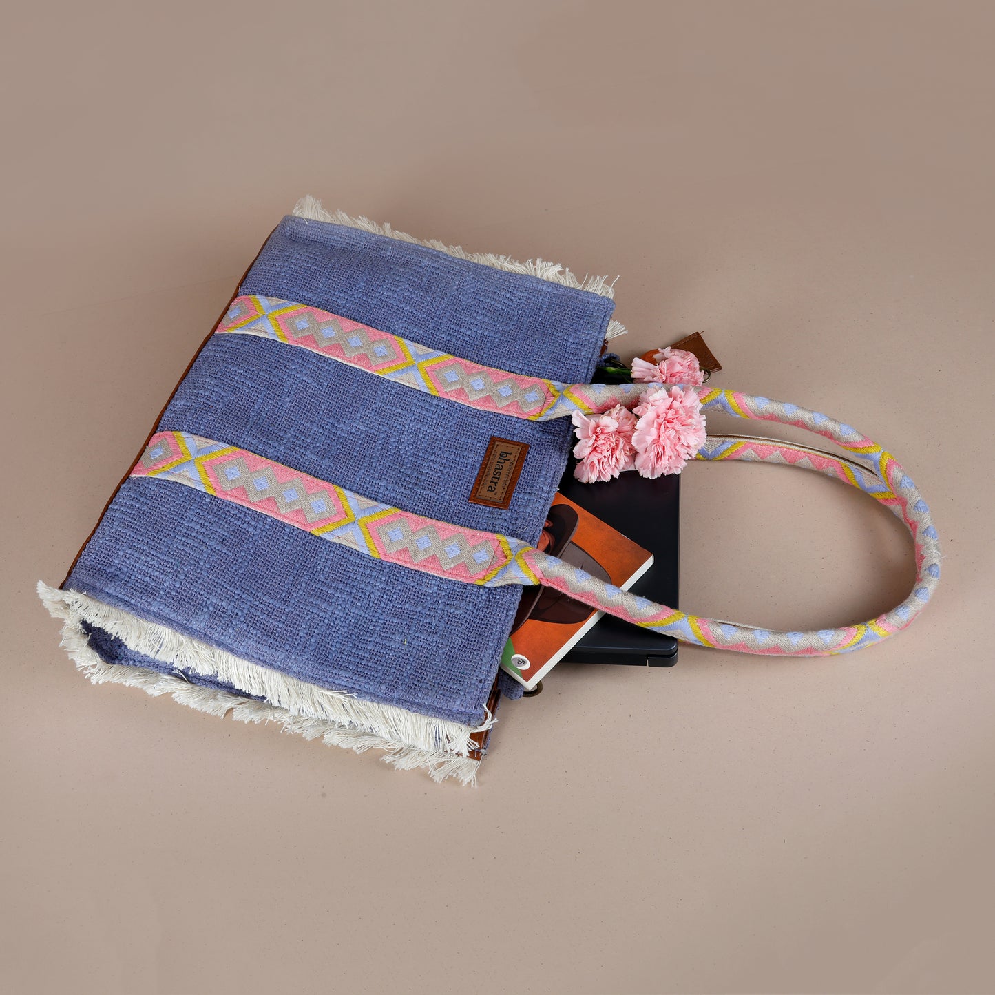 Lilac Lenora Fringe Tote Bag with Laptop compartment