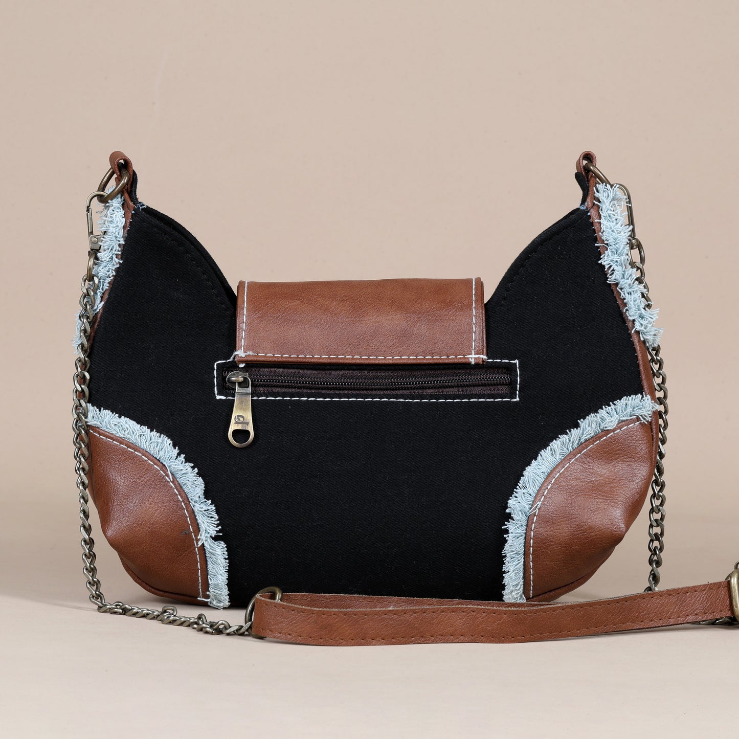 Foxy Fringe sling-Black Denim