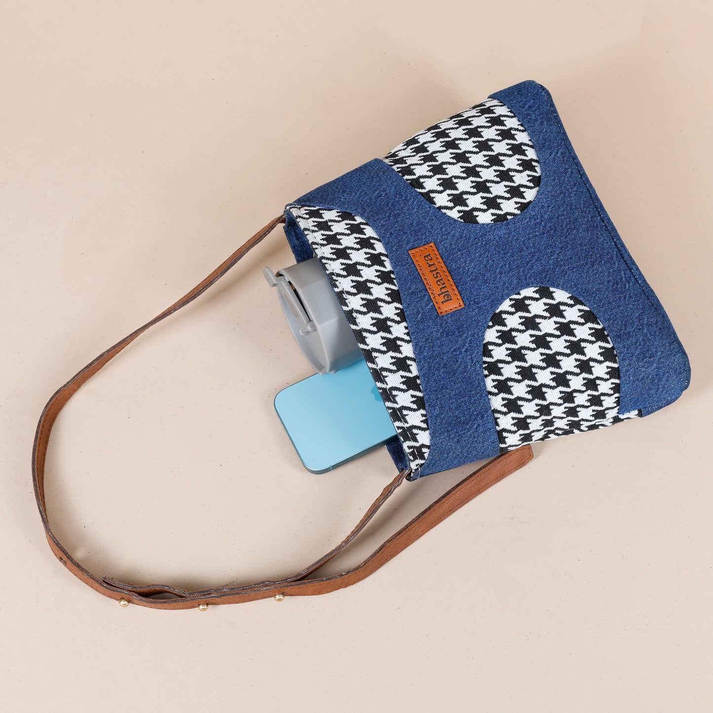 Not so small Denim fusion Sling -Houndtooth Black