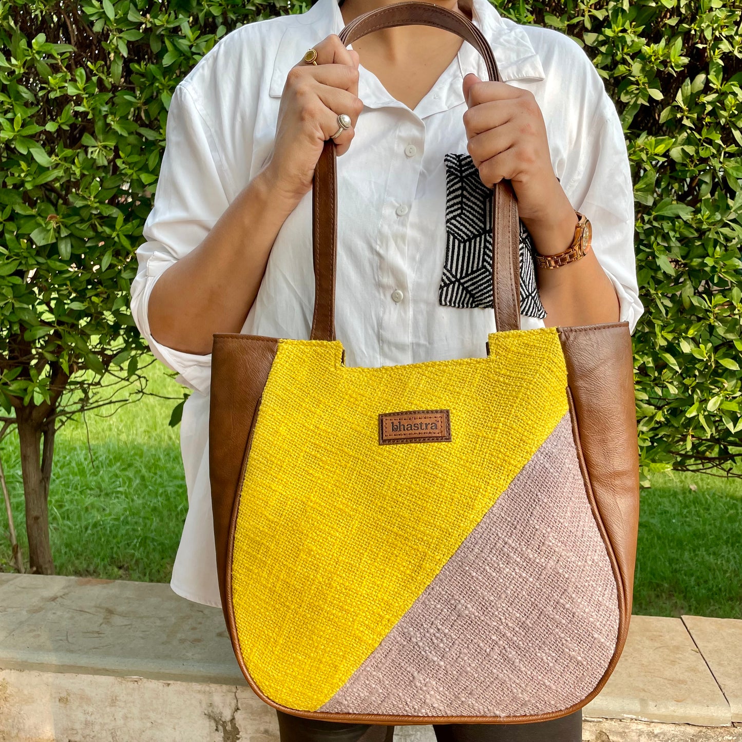 Yellow Geometry Mania Tote