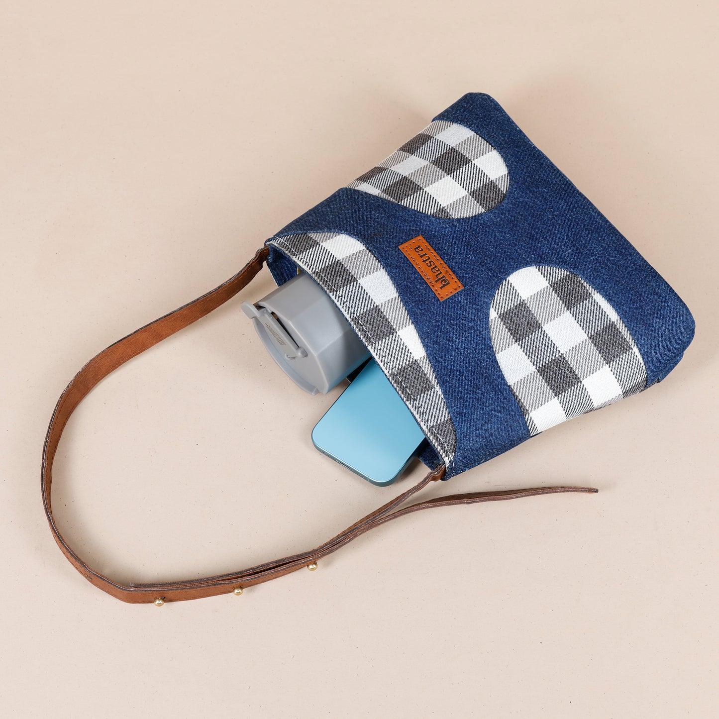 Not so small Denim fusion Sling -checks