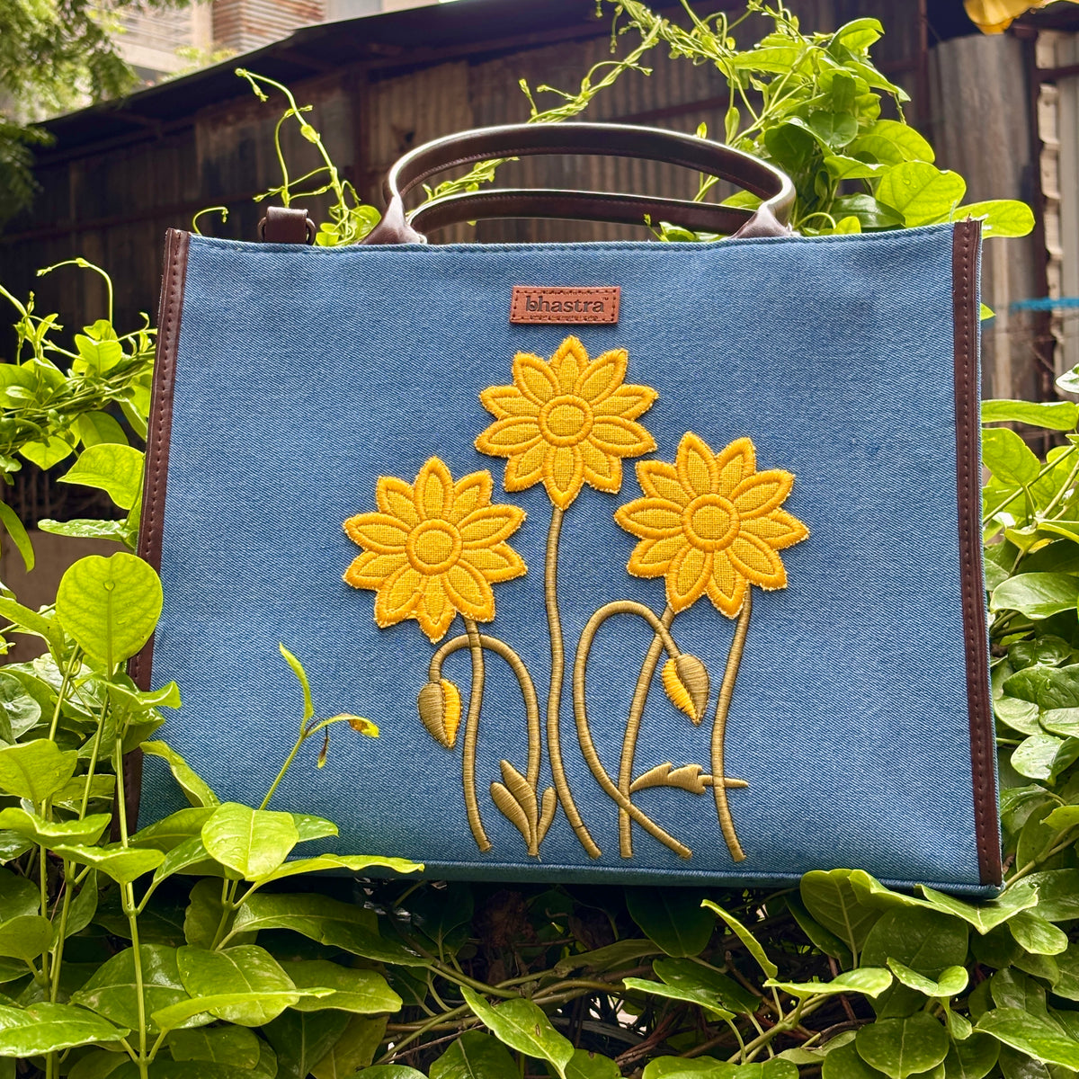 Sunflower- Yellow Tote bag -Name Customization(Customized bags can be ordered Prepaid only)