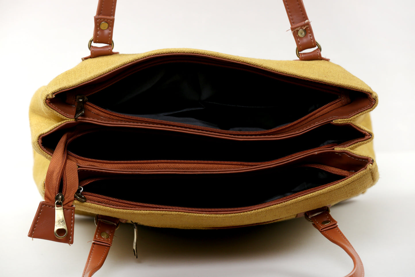 Mustard Three Pocket Tote Combo(Includes tote and Vanity Pouch) (Copy)