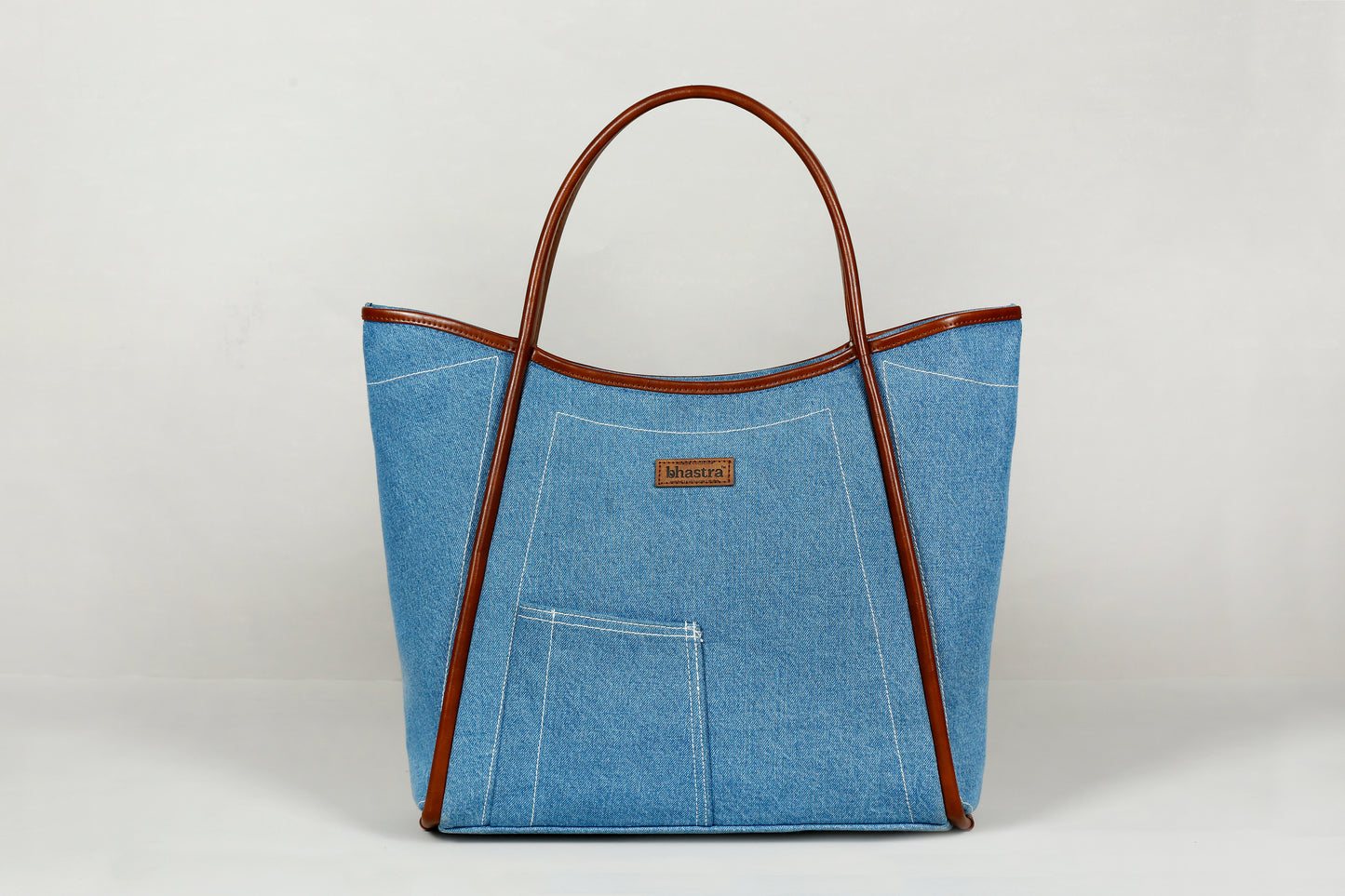 Classic Denim Tube Tote Bag(With Vanity Pouch)