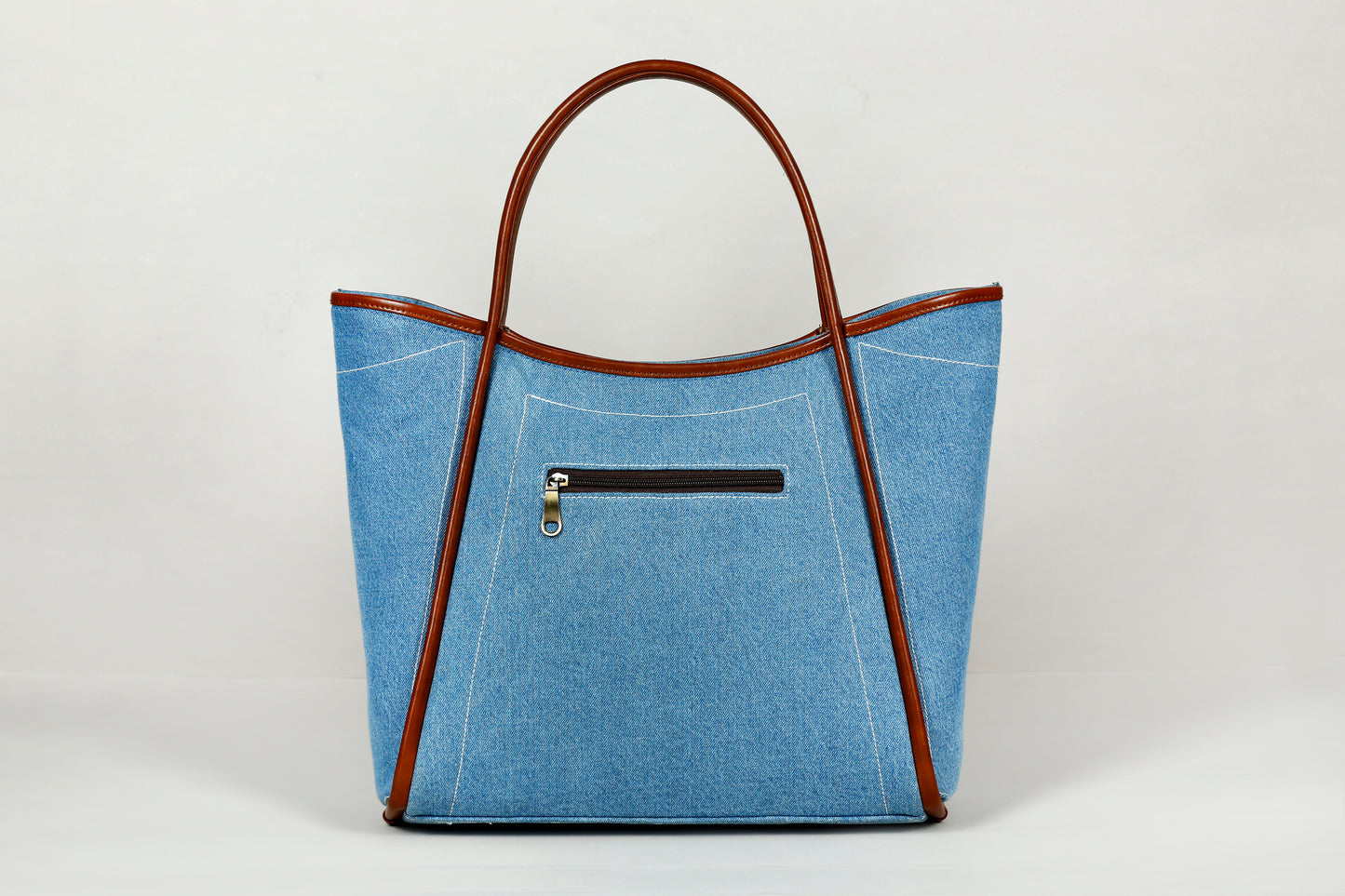Classic Denim Tube Tote Bag(With Vanity Pouch)