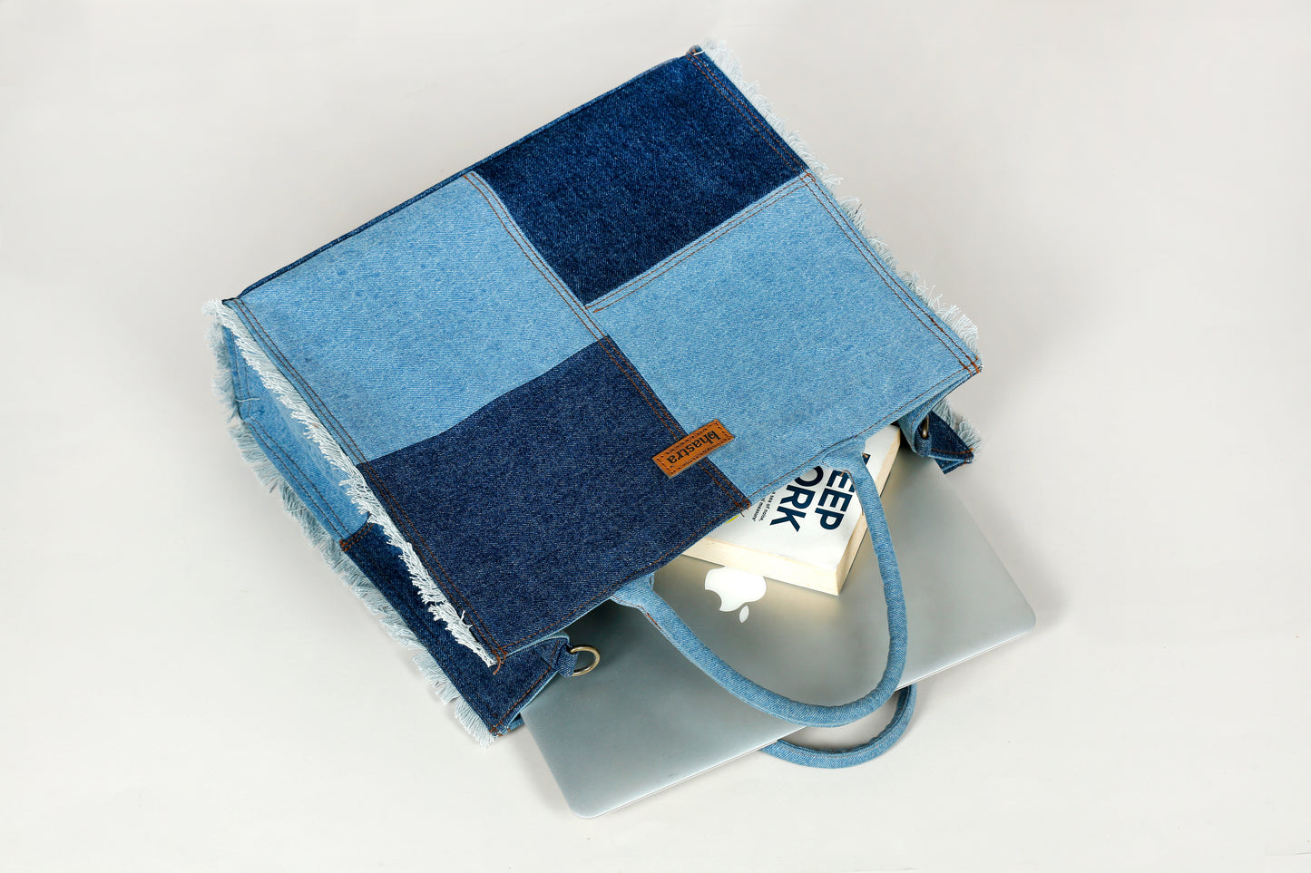 Denim Fringe Box Bag(With Vanity Pouch and Glass case)