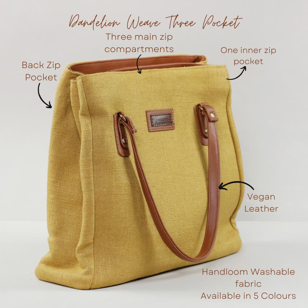 Dandelion Weave Three Pocket Tote Bag