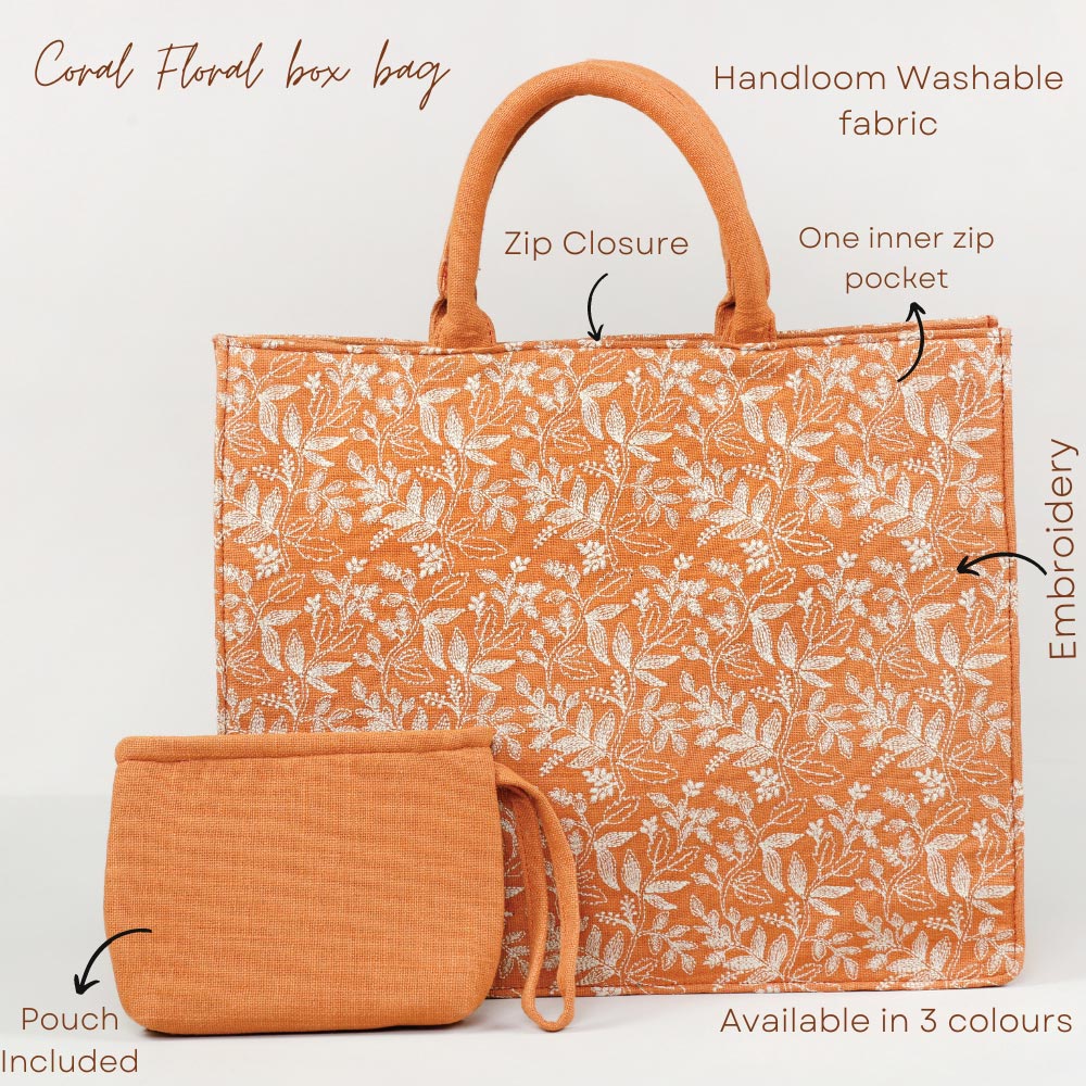 Coral floral Large box bag