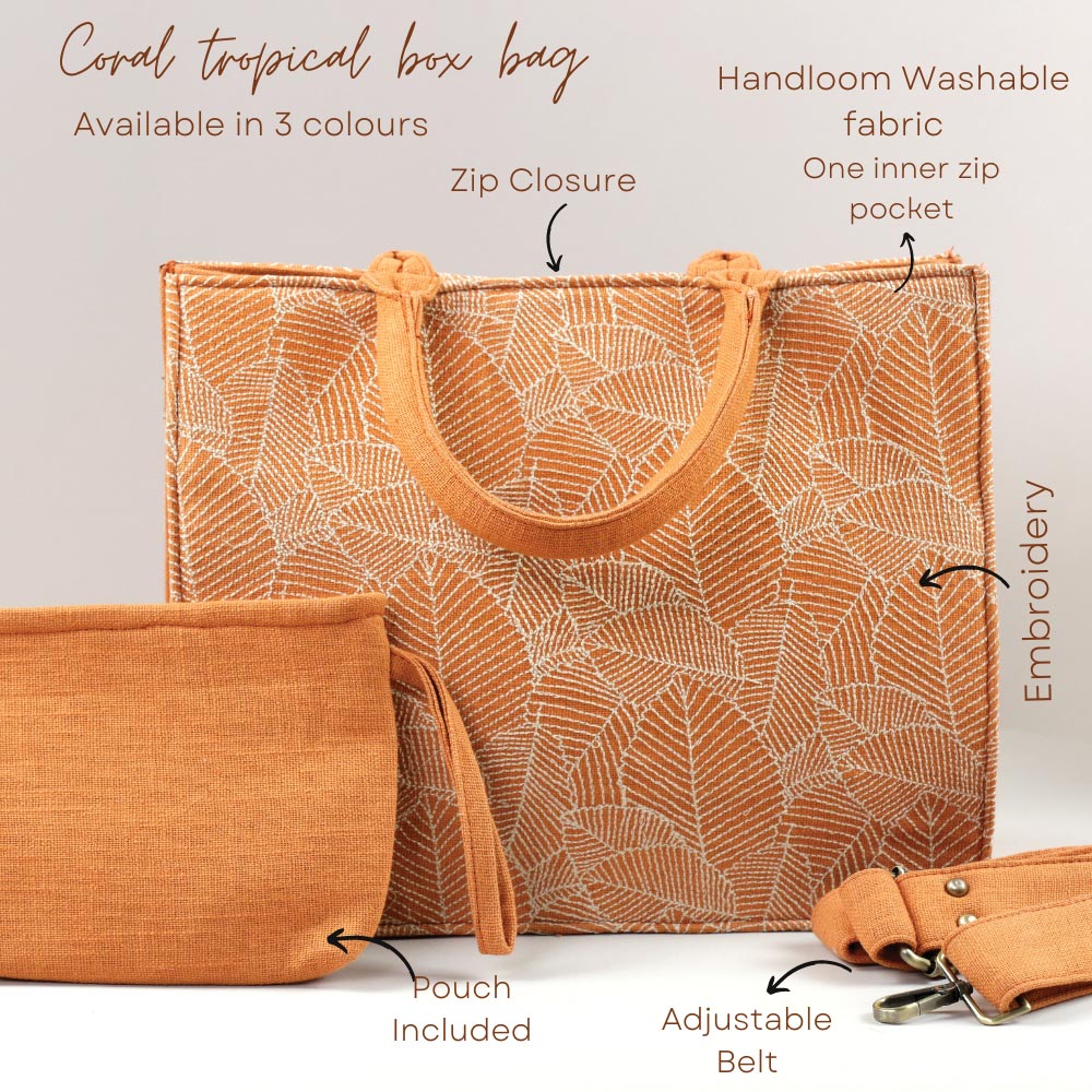 Coral Tropical Medium Box Bag