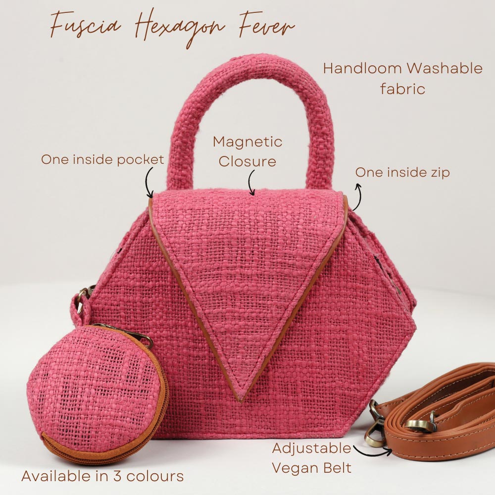 Fuscia Hexagon Fever Sling Bag