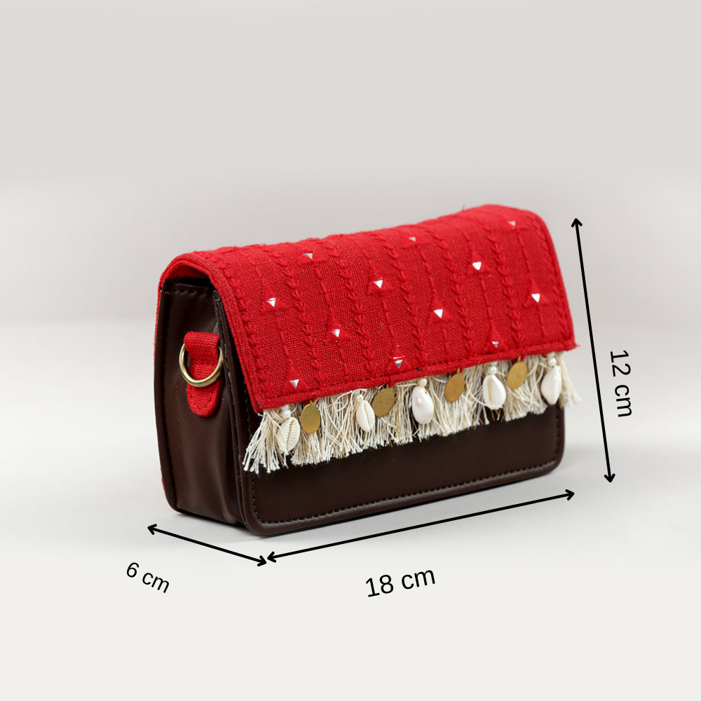 Scarlet Red Boho Affair Sling and waist Bag