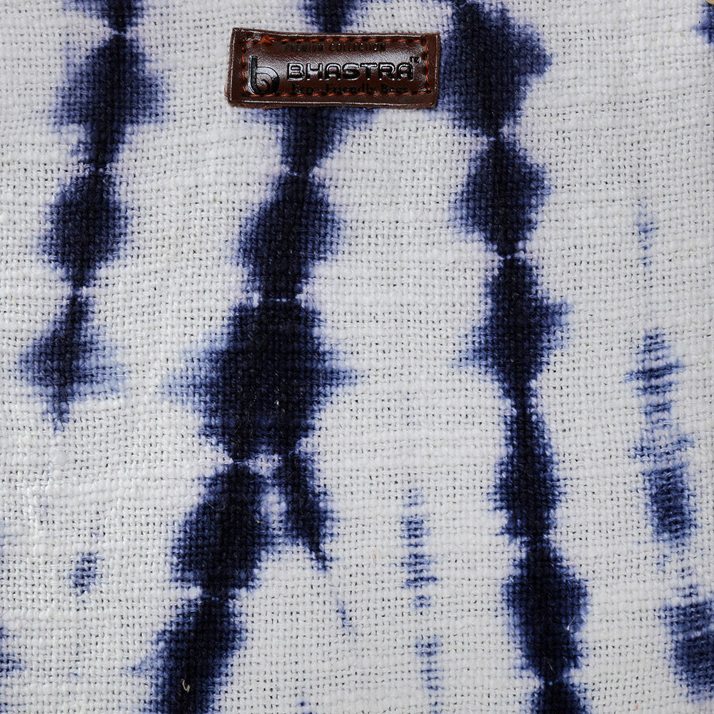 White and indigo shibori tote bag