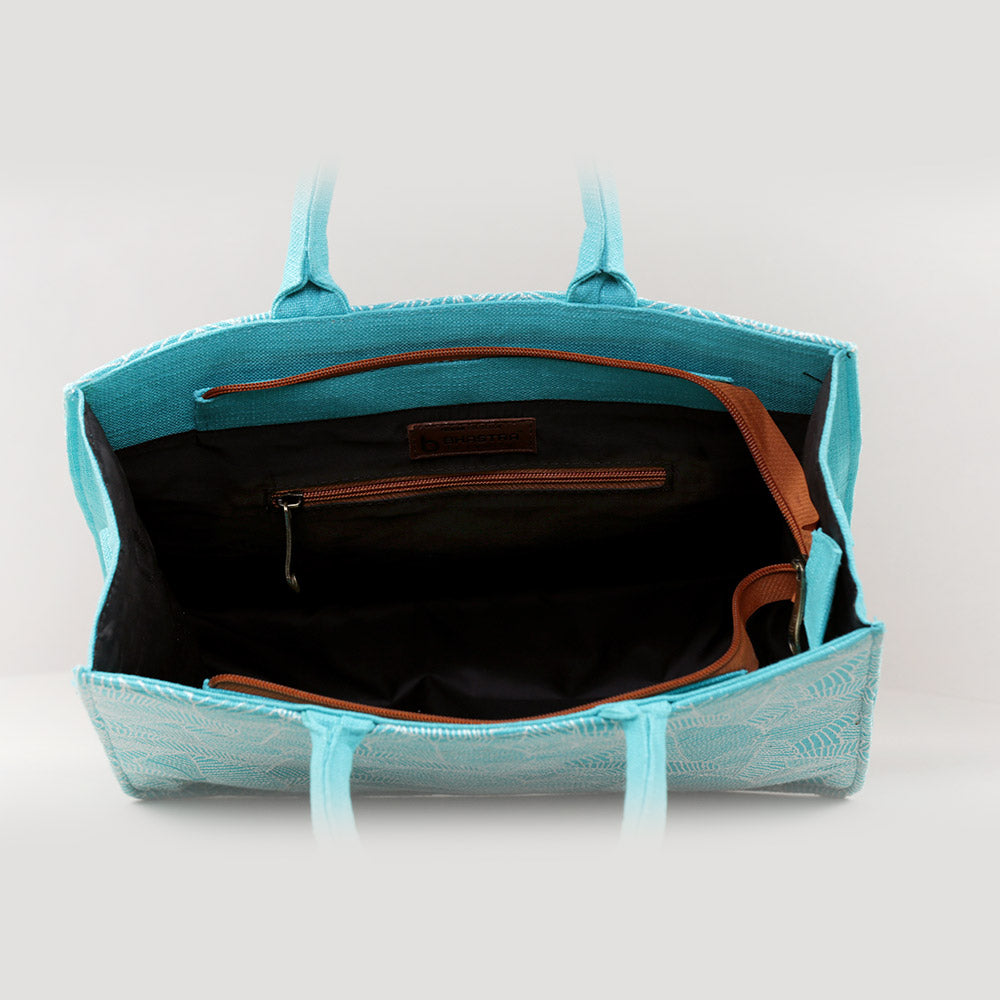 Turquoise Tropical Medium Box Bag