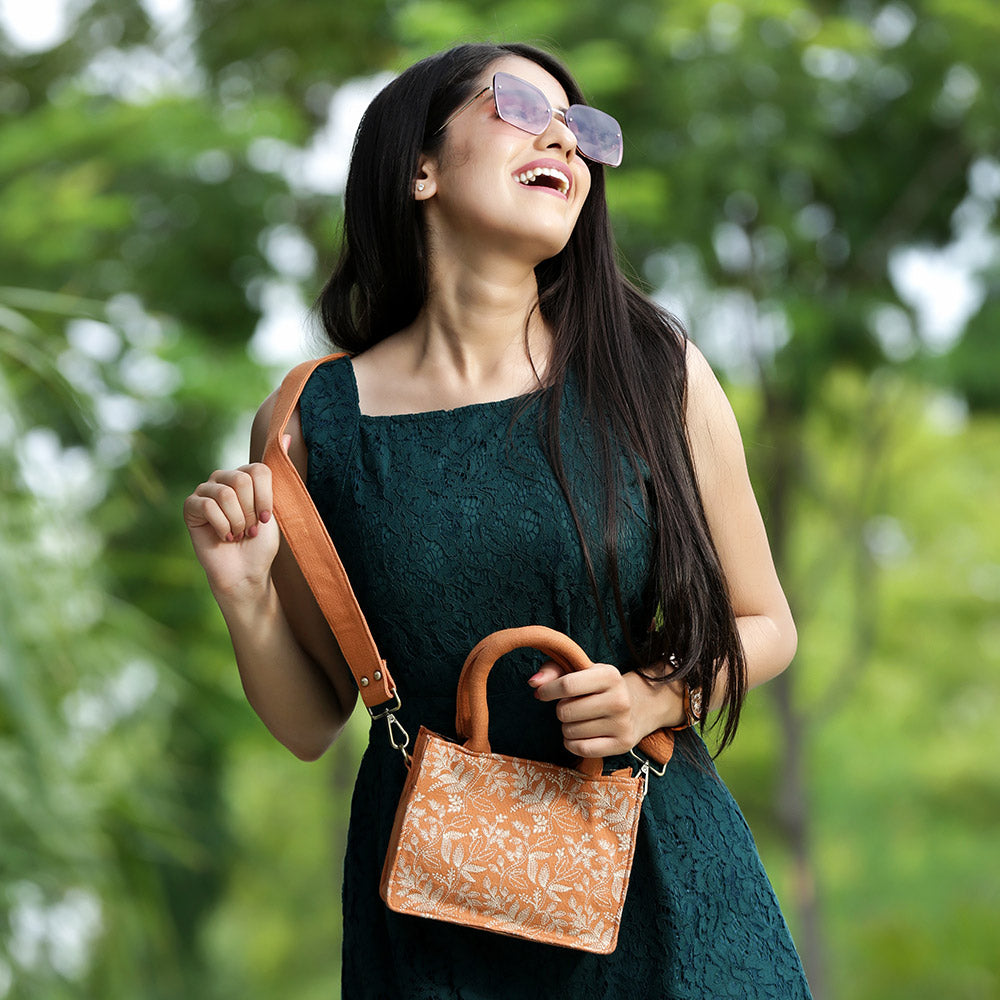 Coral Floral Small Box Bag