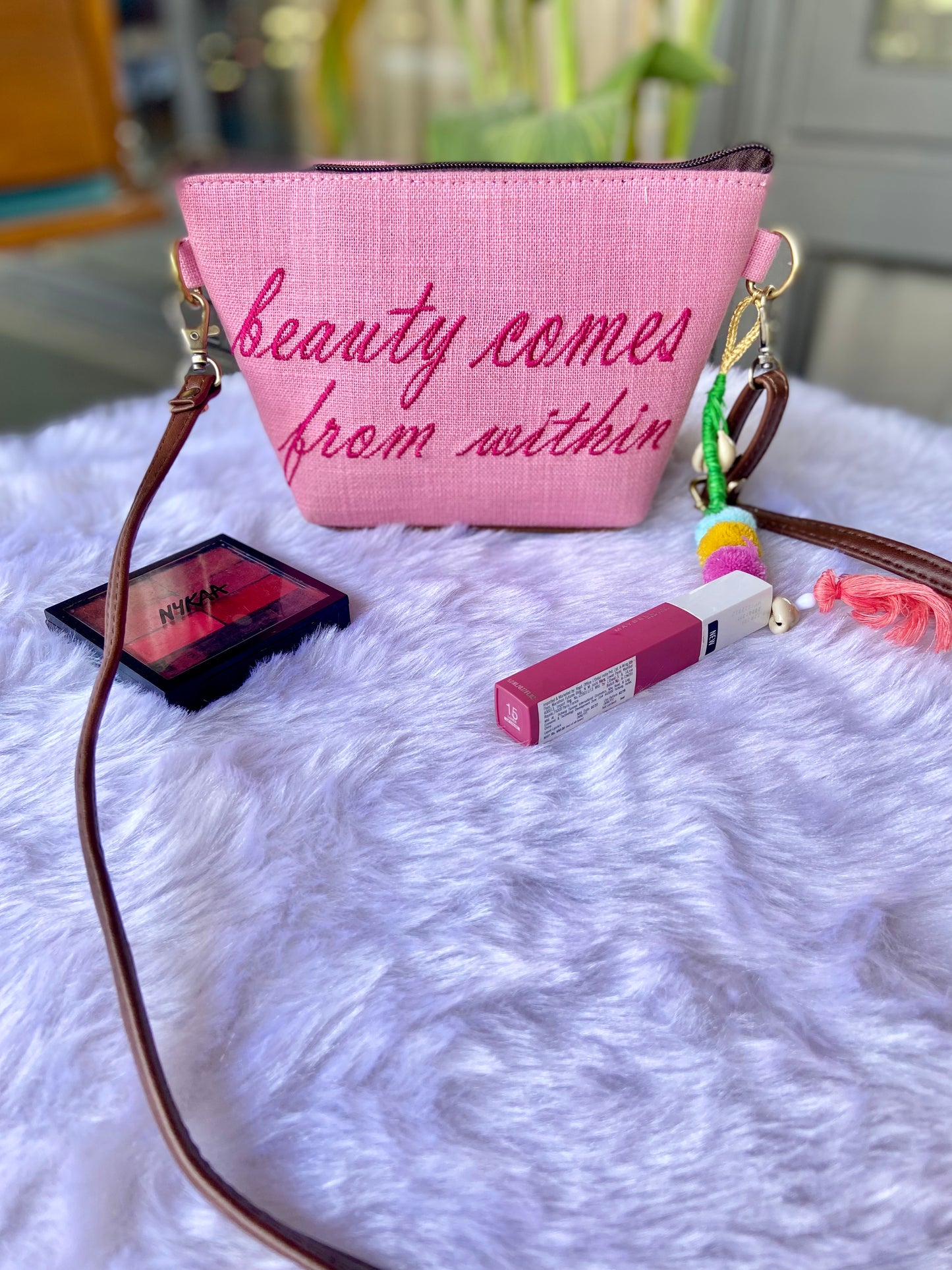 Beauty Comes from Within-Pink Vanity Pouch