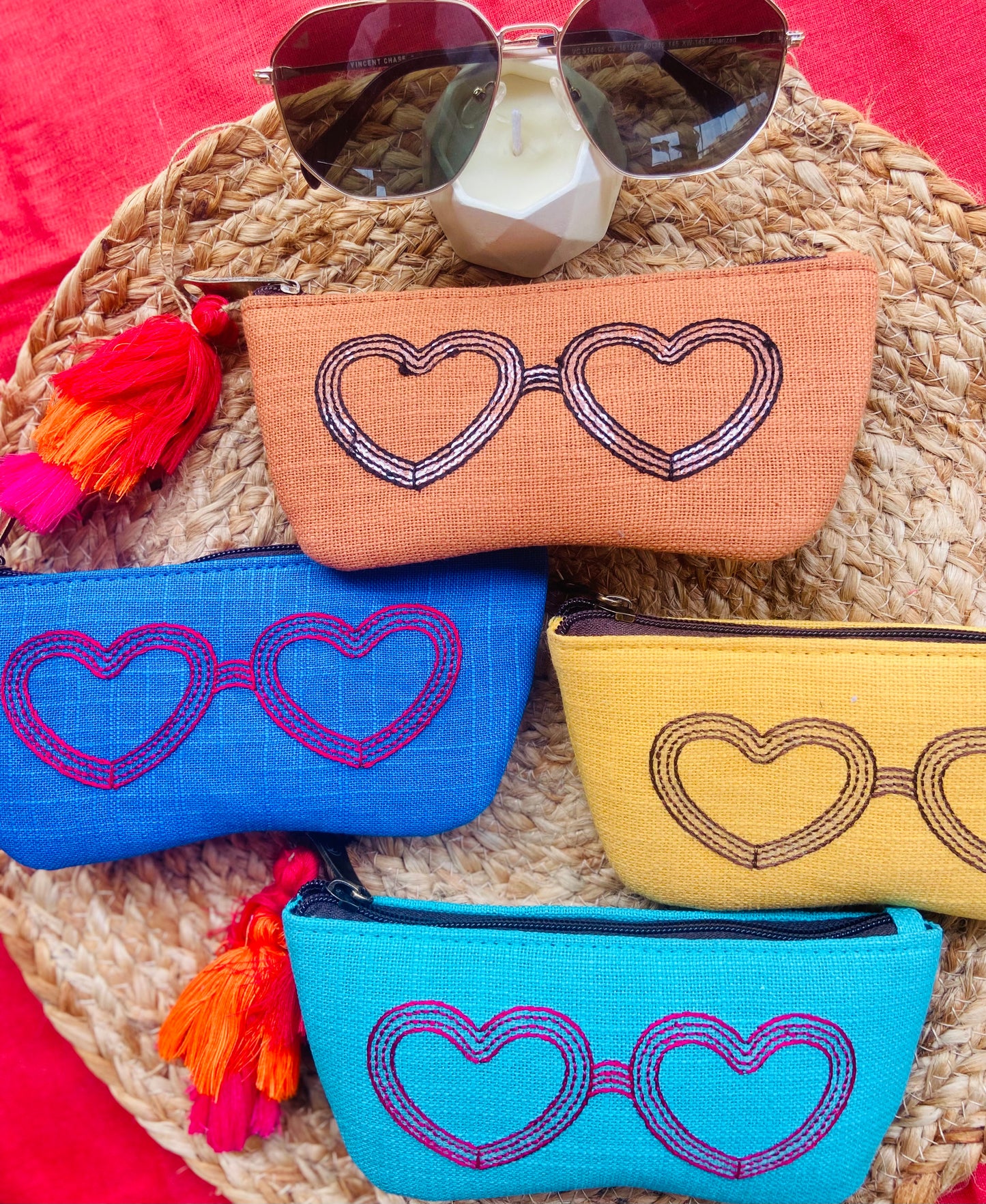 Arctic Blue Heart Sunglass case