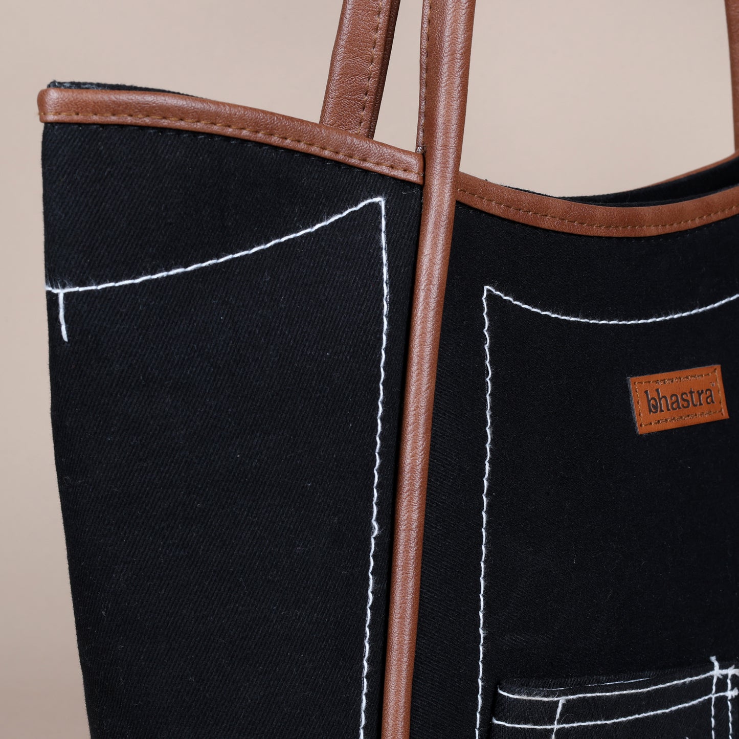 Black Denim Tube -Denim Trail Tote bag