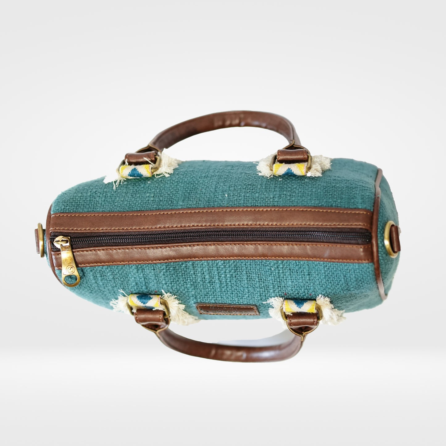 Teal Blue Fringe Duffle Sling Bag