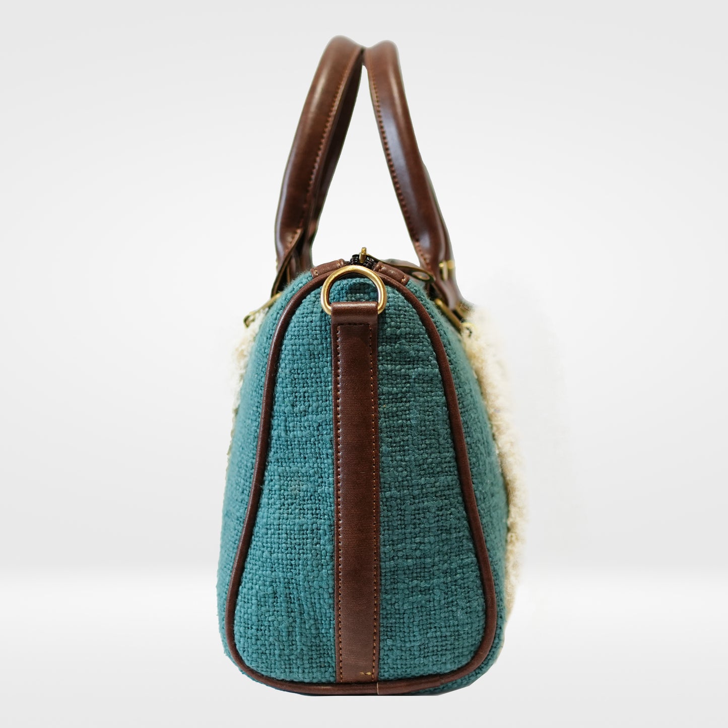 Teal Blue Fringe Duffle Sling Bag