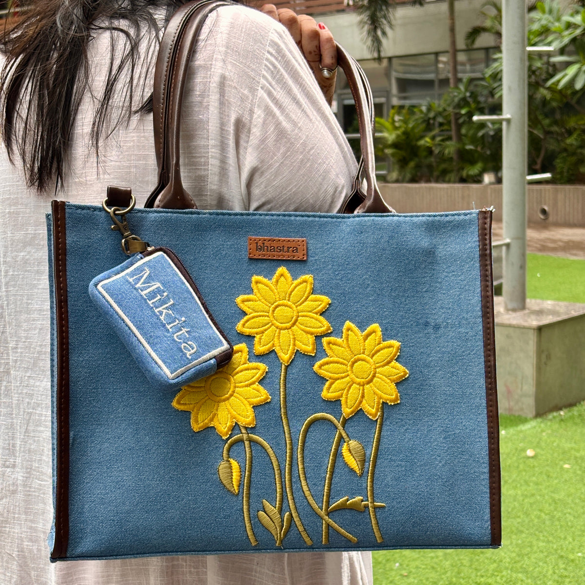Sunflower- Yellow Tote bag -Name Customization(Customized bags can be ordered Prepaid only)