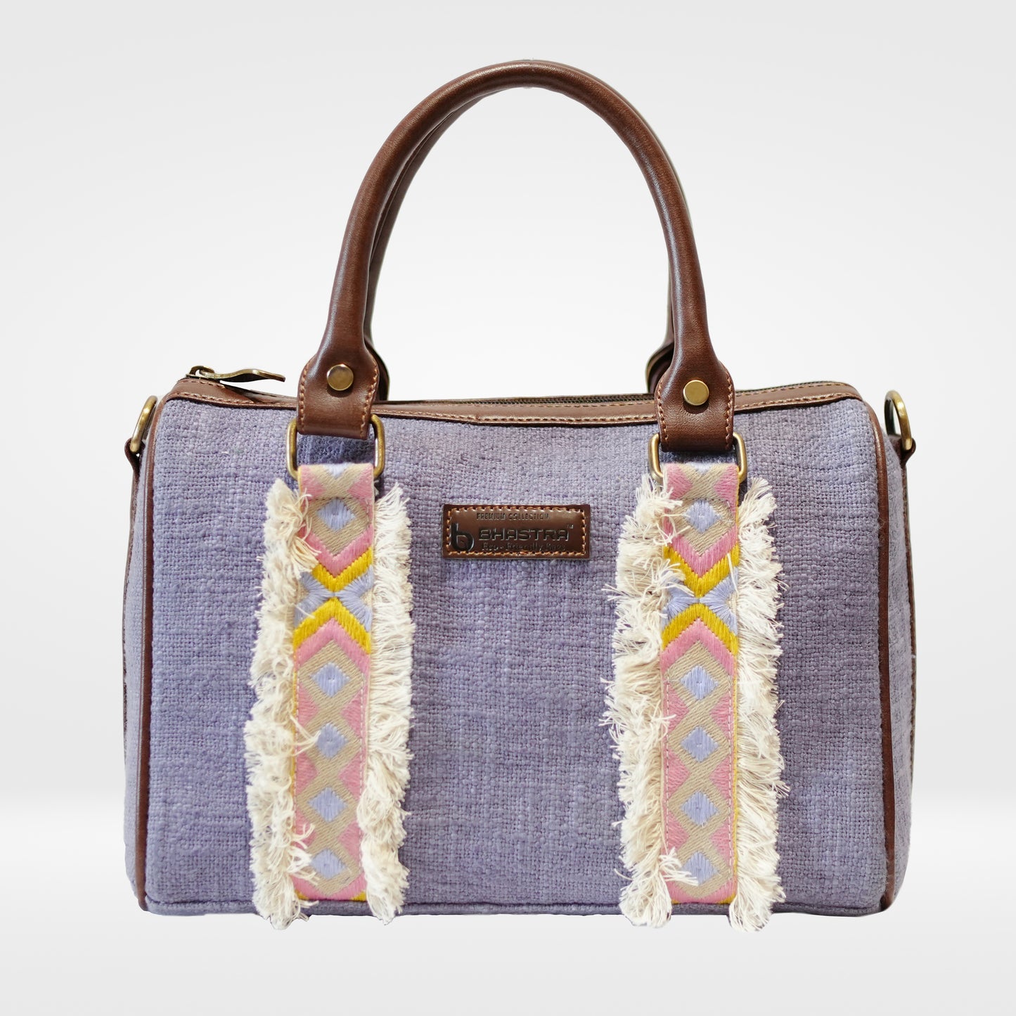 Lilac Fringe Duffle Sling Bag