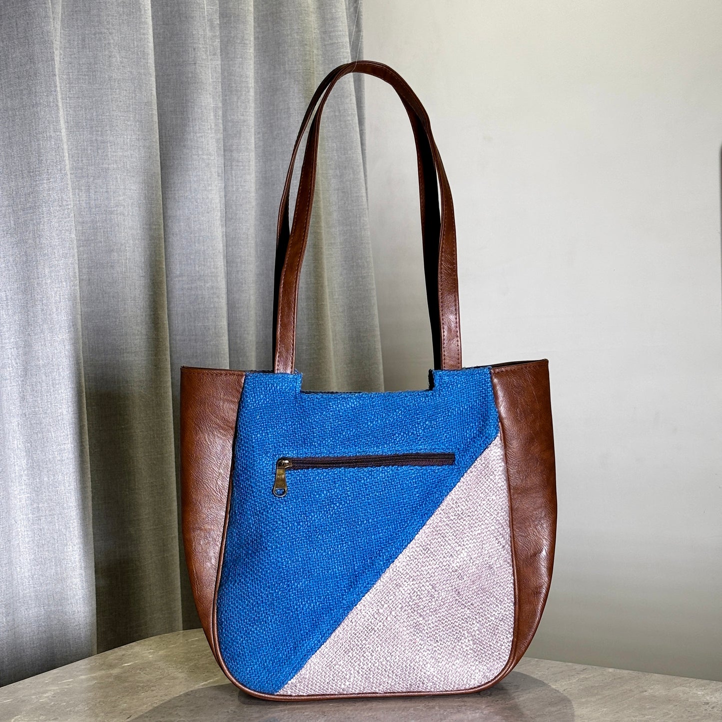 Indigo Geometry Mania Tote with Initial Customization