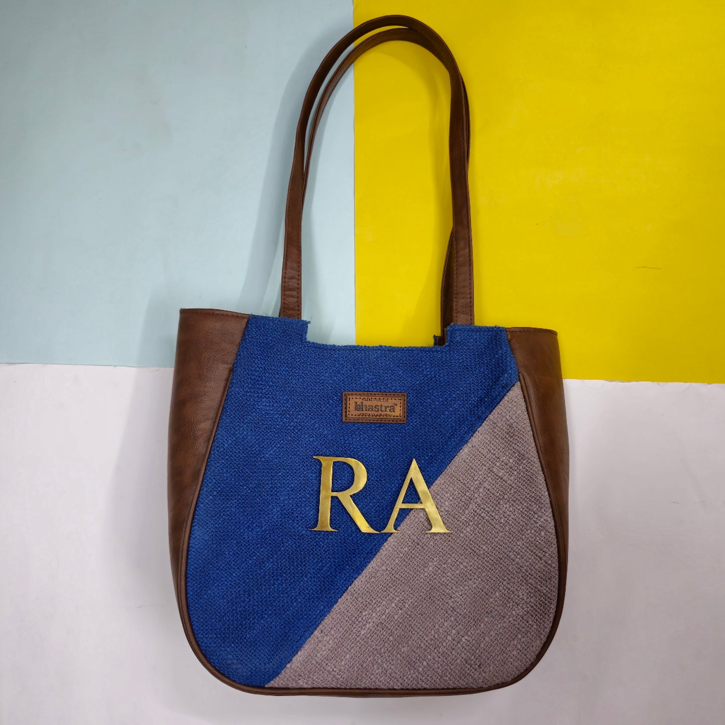 Indigo Geometry Mania Tote with Initial Customization