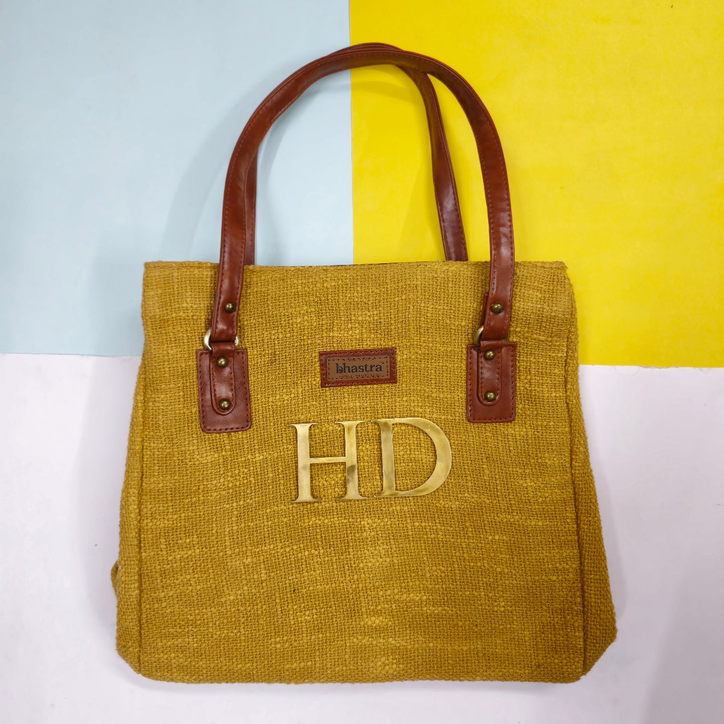 Dandelion Weave Three Pocket Tote Bag with Initial Customization