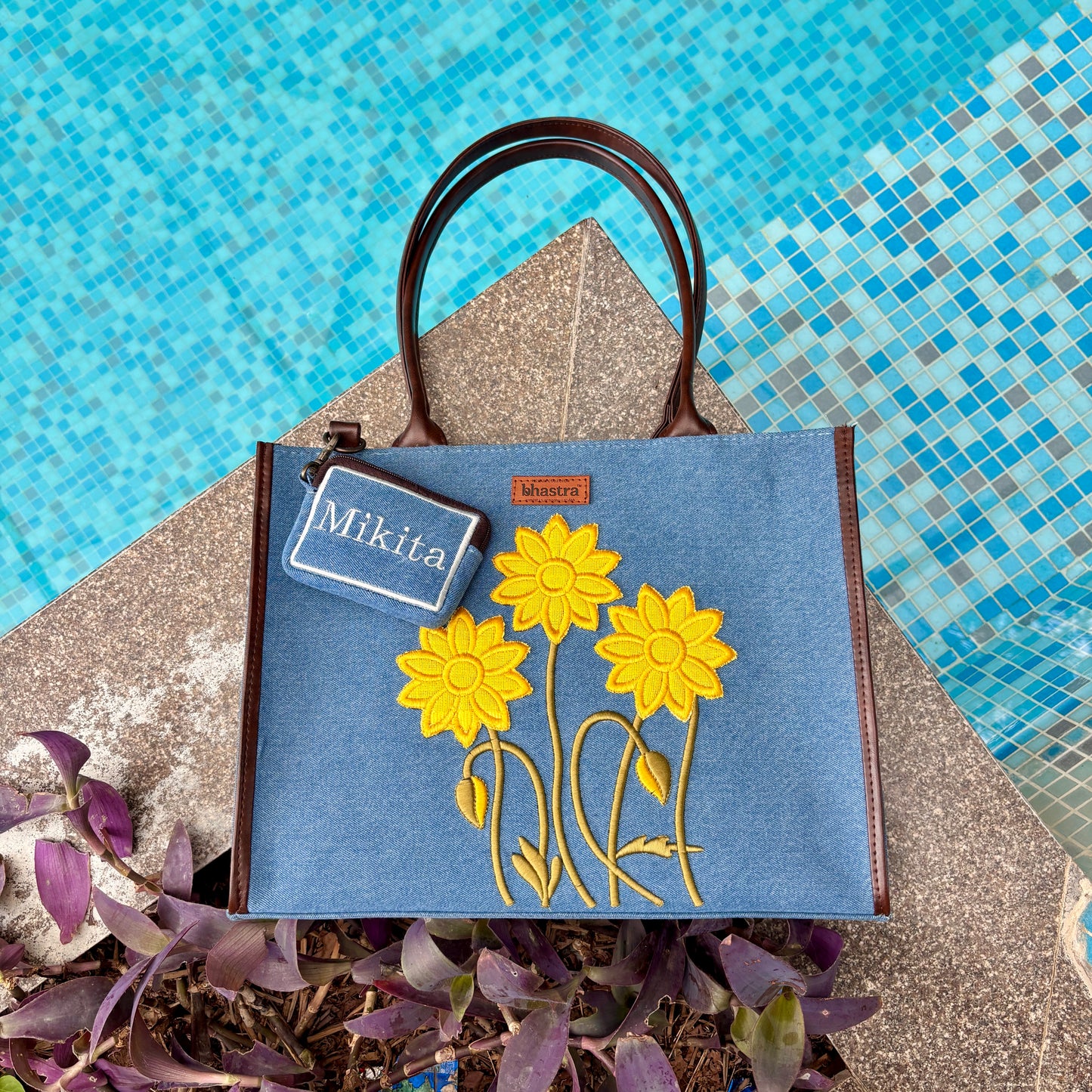 Sunflower- Yellow Tote bag -Name Customization(Customized bags can be ordered Prepaid only)