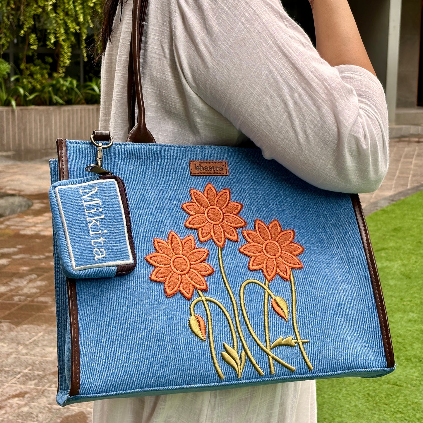 Sunflower- Orange Tote bag-Name Customization(Customized bags can be ordered Prepaid only)