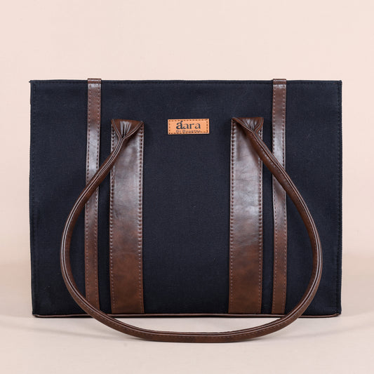 Classic Denim Book Tote-Black
