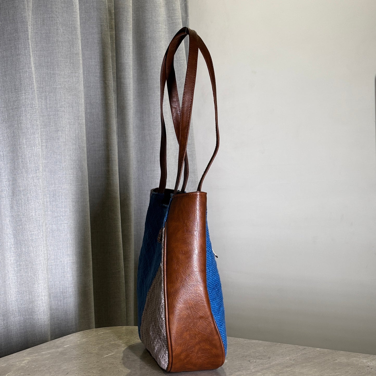 Indigo Geometry Mania Tote with Initial Customization