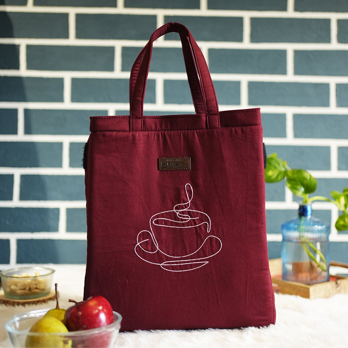 Coffee -Burgundy Tiffin Bag