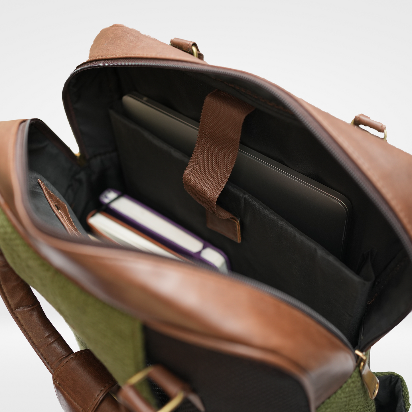 Olive Bagpack combo(Includes bagpack,vanity pouch and glass case)