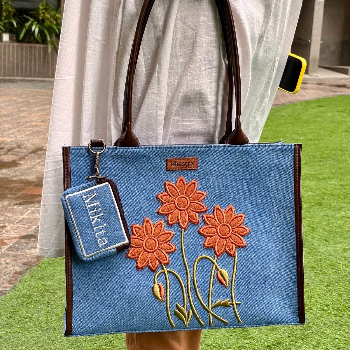 Sunflower- Orange Tote bag-Name Customization(Customized bags can be ordered Prepaid only)