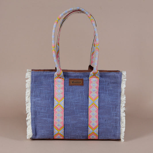 Lilac Lenora Fringe Tote Bag with Laptop compartment