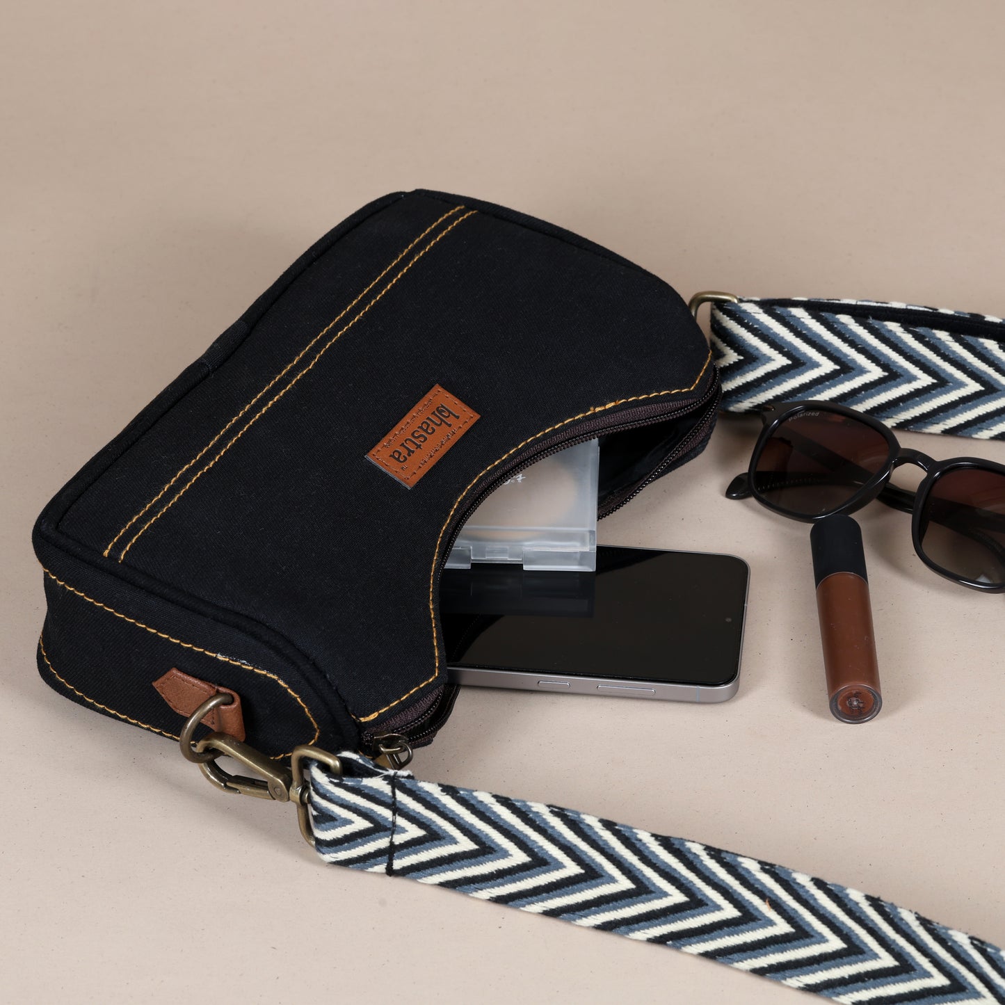 Vintage Embroidery-Black Denim Sling