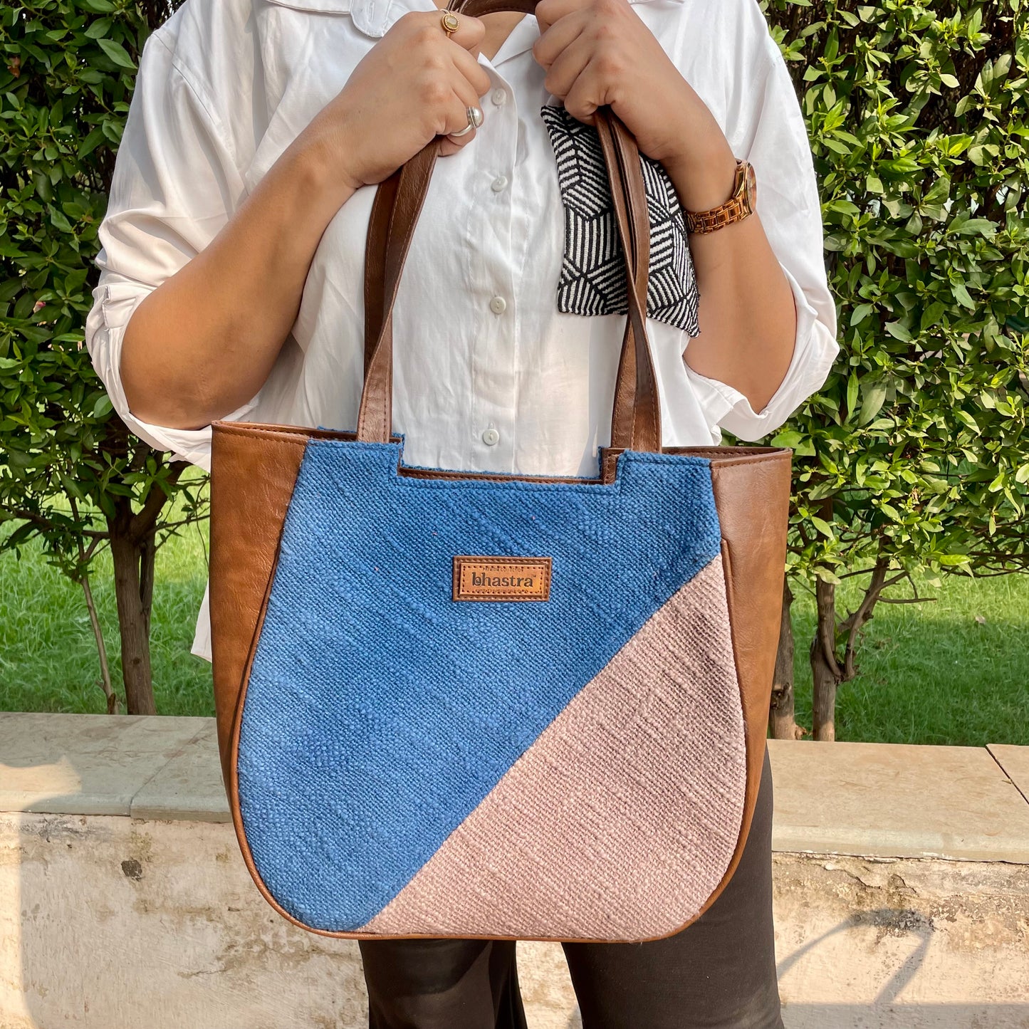 Indigo Geometry Mania Tote with Initial Customization