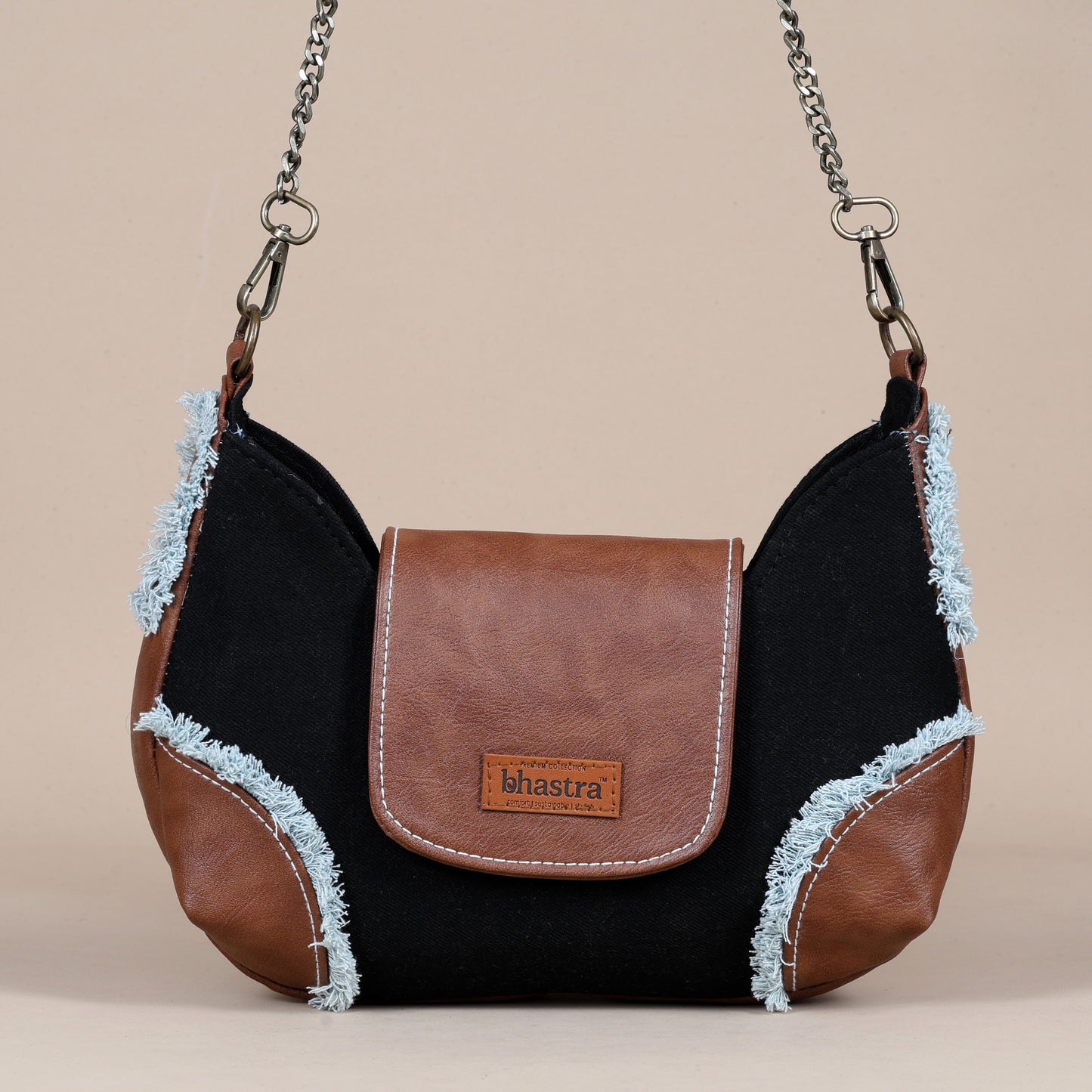 Foxy Fringe sling-Black Denim