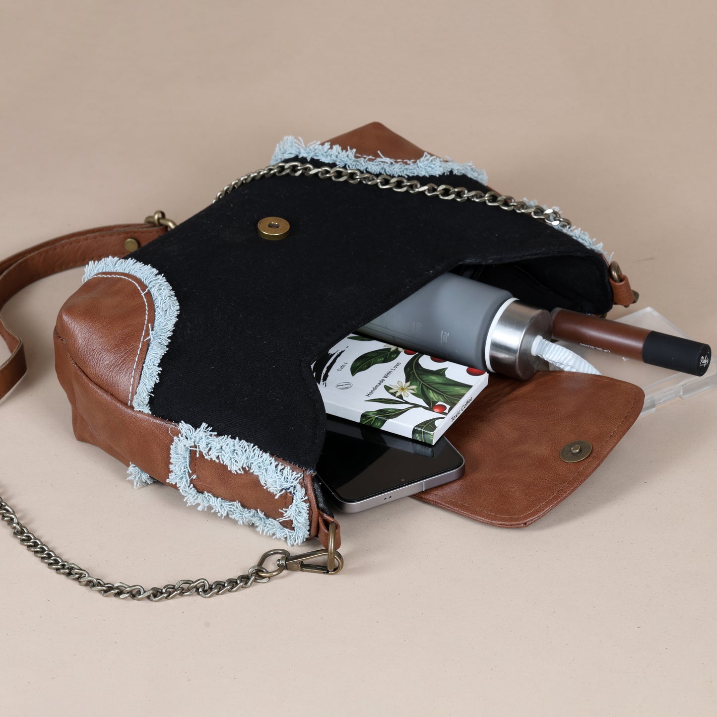 Foxy Fringe sling-Black Denim